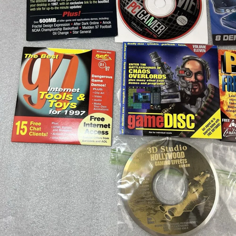 10 Vtg 90s Demos PC Gamer Disc Retro LucasArts TIE Fighter Windows 95 Software